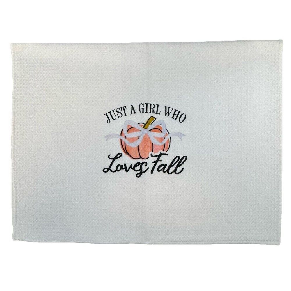 Dish‎ Towel Decorative Just A Girl Who Loves Fall Pumpkin Decor Thanksgiving